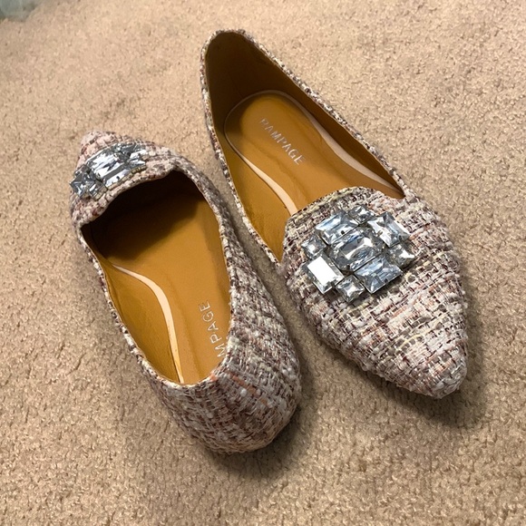 Tweed Rhinestone Embellished Flats - Picture 2 of 2
